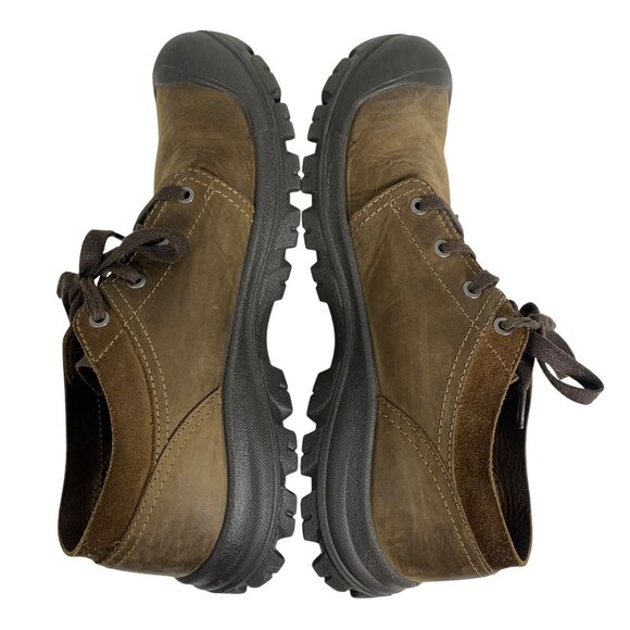 Keen Mens Size 12M Briggs II Brown Leather Lace-Up Hiking Shoes Rubber Toe Cap - Picture 5 of 11